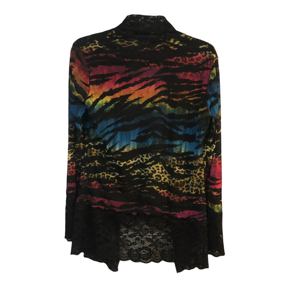 BV Collections Multicolored Tiger Leopard Print Kimono SZ M - Picture 2 of 12